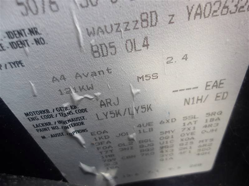 Moteur ARJ pour Audi A4 2.4 Petrol